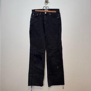 superdown Women's Black Boot Cut Jeans with Distressed Knee